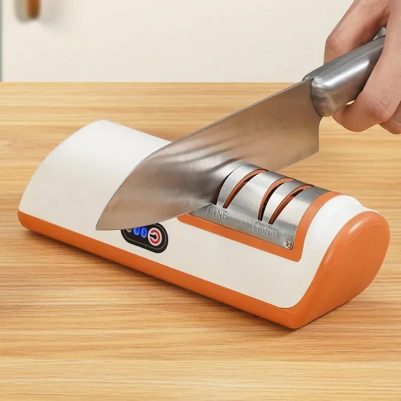 

Electric Knife Sharpener Fully Automatic Handheld Knife Sharpener for Home Kitchen Quick Sharpening Tools With Non-slip Kitchen