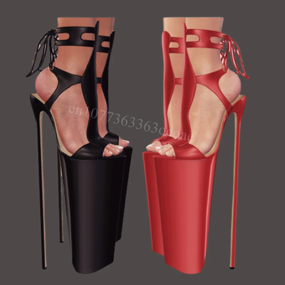 Lace up Extremely High Sandals Thin High Heels Open Toe Shoe for Women  Fashionable Matte LeatherShoes 2024 Zapatos Para Mujere