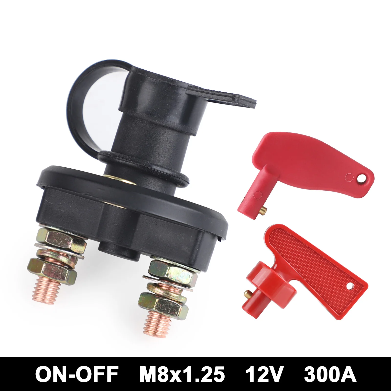 

Red Copper Key Battery Disconnect Isolator Cut-off Kill Switch 12V 24V 300A Rotary For Car Truck Marine Boat Insulated Universal