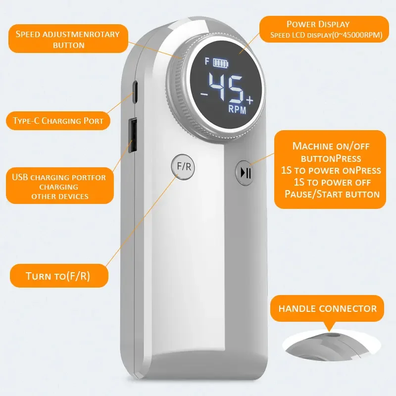 45000PRM مسمار ساندر مجموعة الكهربائية مانيكير القاطع لإصلاح الأظافر منخفضة الضوضاء المهنية مانيكير اكسسوارات المنزل صالون أداة