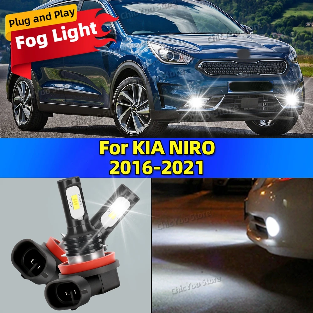 

2x6000K аксессуары для передних противотуманных фар, светодиодная лампа 20000LM, ультра яркая лампа для KIA NIRO 2016 2017 2018 2019 2020 2021