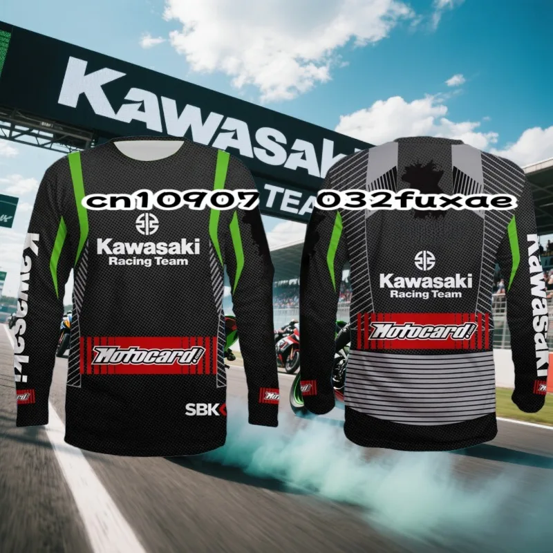 

Kawasaki Motorcycle T-Shirt New Kawasaki T-Shirt Summer Riding T-Shirt Sunscreen Fast Drying Sweat Absorbing Long Sleeve T-shirt