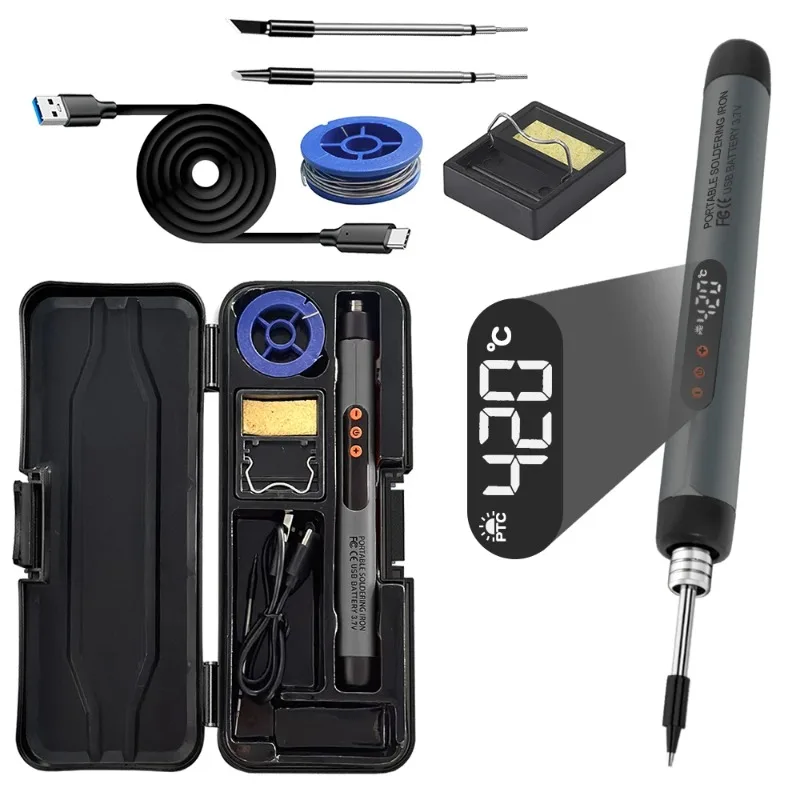 

USB Soldering Iron Mini Small Soldering Iron Set Portable Household Type-C Adjustable Temperature