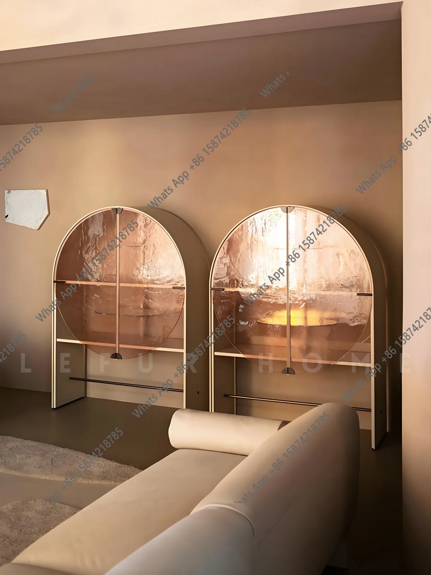 Italian minimalist glass display cabinet, living room home storage cabinet, dining side wall integrated locker