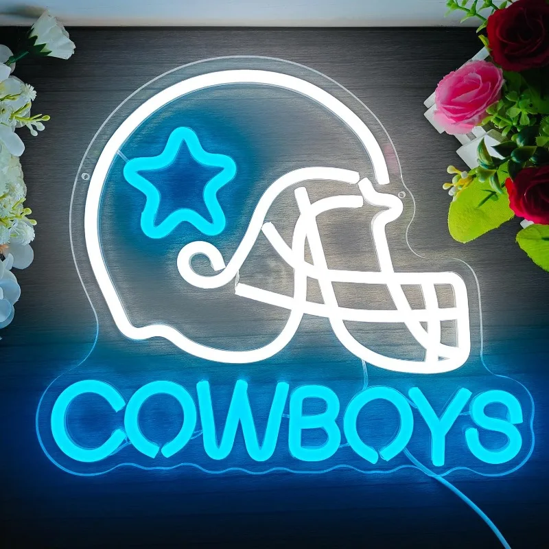 Imagem -03 - Xm-cowboys Futebol Neon Wall Decor Dimmable Sports Team Sinal Led Caverna dos Homens Quarto Casa Bar Clube Festa