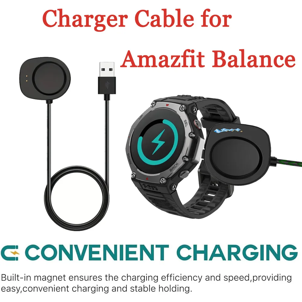 Charger Replacement Cable for Amazfit Watch USB Charging Cable Cord Compatible with Amazfit T-Rex 3/Balance/Balance 2 Smartwatch