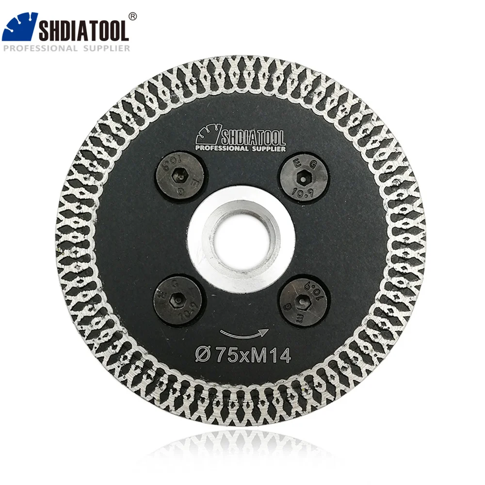 SHDIATOOL 2 pezzi 75mm pressato a caldo Mini Mesh Turbo Rim diamante incisione lame per sega con dischi rimovibili M14 flangia