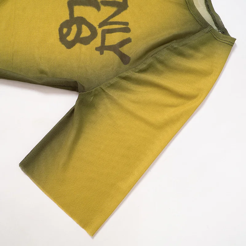 Brief Drucken Y2k Top Durchsichtig Grafik T Shirts Für Frauen Kleidung Kurzarm Ästhetischen Ropa De Mujer Dünne Sexy Streetwear – Detail 16