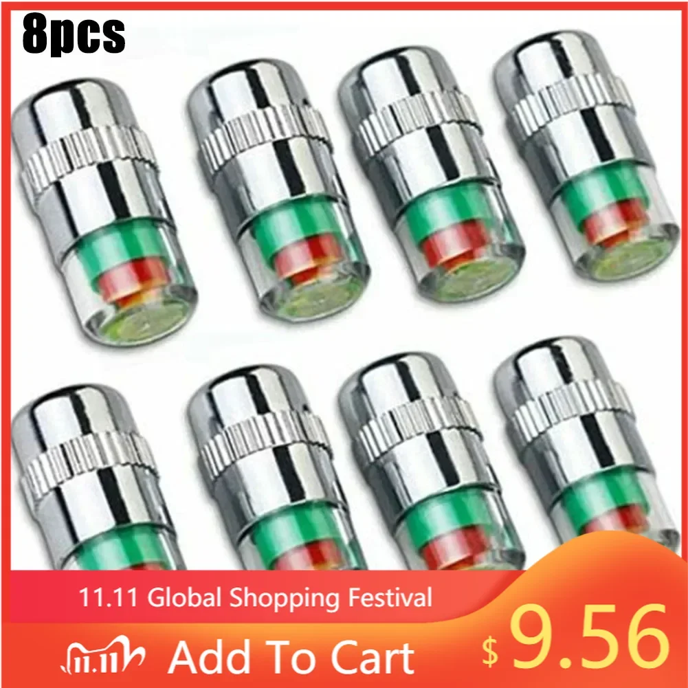 

High Quality Indicator Valve 8Pcs Cap Car Car Tyre W/Sensor Indicator 3 Color For 32PSI(2.2Bar) Monitor System