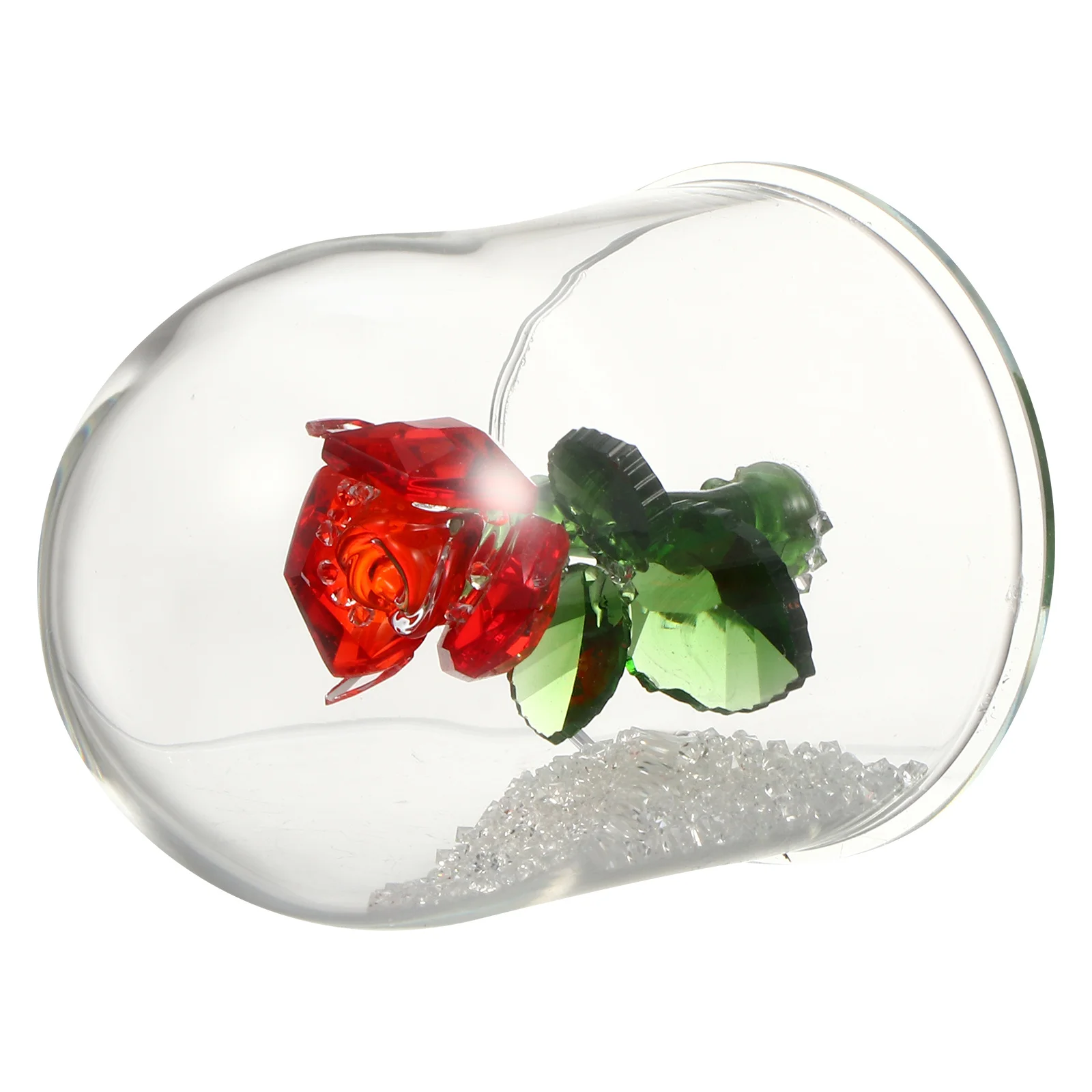 

Elegant Crystal Rose Flower Preserved with Spark Beads in Glass Dome Romantic Gift for Anniversary Birthday Crystal Rose Flower