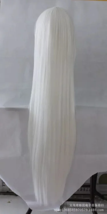 100cm Touhou Project Fujiwara no Mokou Long Cosplay Wigs White Synthetic Hair Wigs Anime view 2