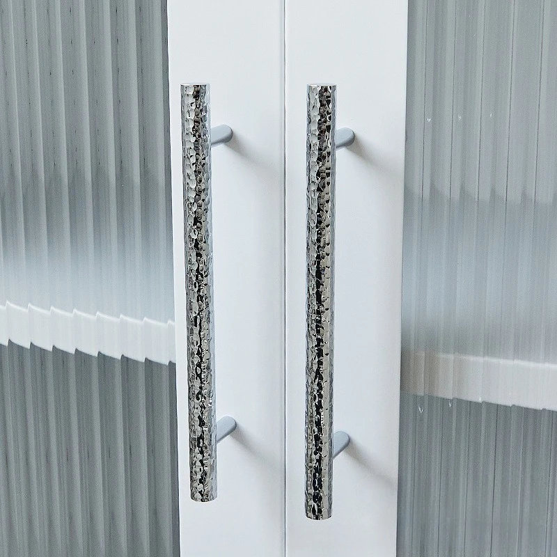 مقبض مصنوع يدويًا / كروم لامع / خزانة نحاسية صلبة مقابض أبواب طويلة أثاث خزانة خزانة درج سحب T Bar