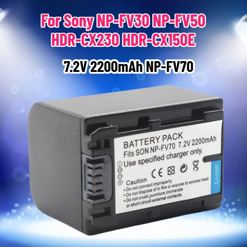

7.2V 2200mAh NP-FV70 NP FV70 NPFV70 Camera Batter for Sony NP-FV30 NP-FV50 HDR-CX230 HDR-CX150E HDR-CX170 CX300 HDR-CX290