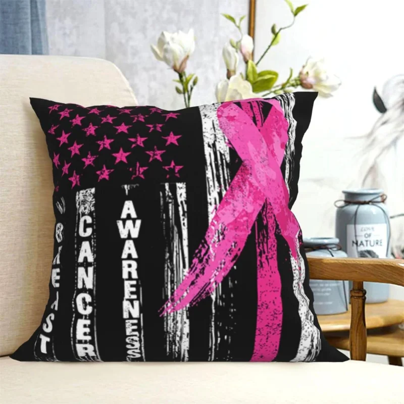 Pink Ribbon breathe acne promotion throw pillow cover 18x18 gift pillow case