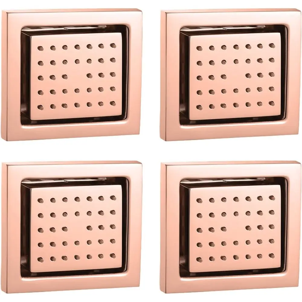 4-częściowy zestaw kwadratowych dysz prysznicowych z litego mosiądzu, system masażu montowany na ścianie, styl SPA, różowe złoto