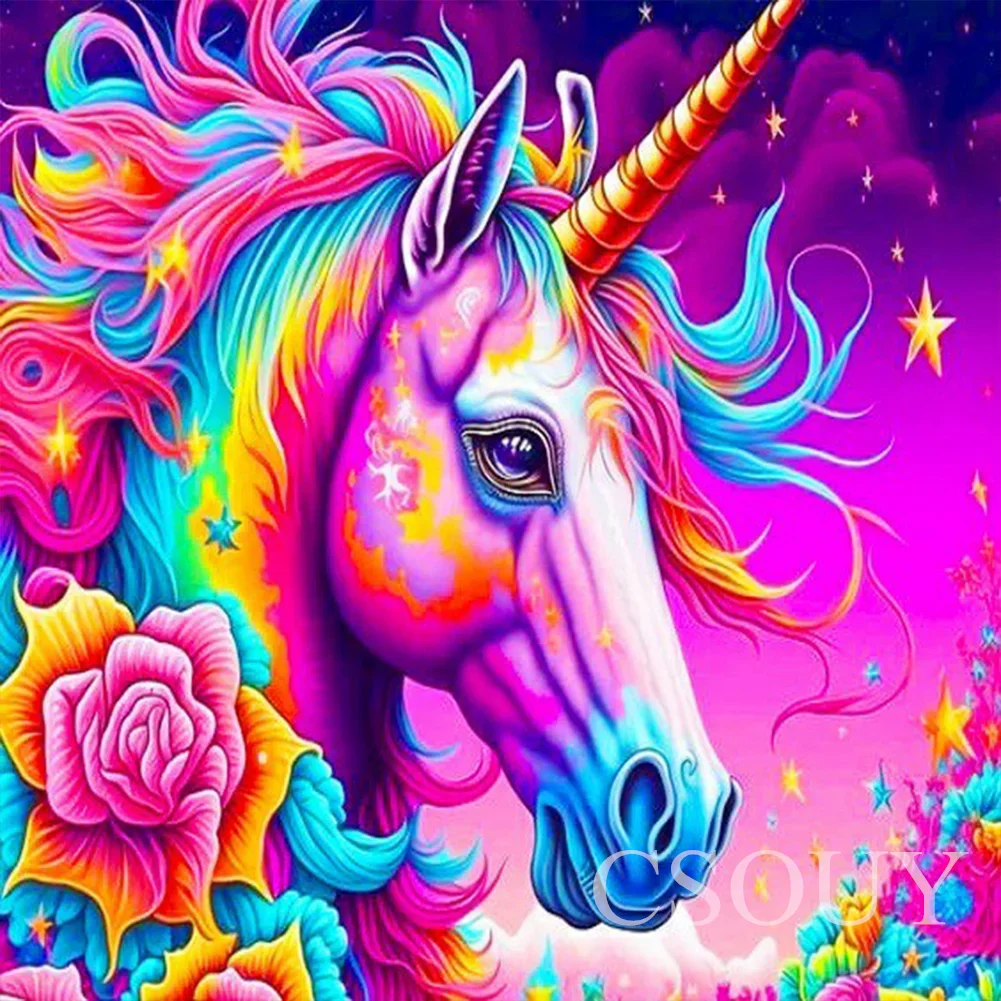 

100% Fairy Dust Square Drill Crystal Full Diy Diamond Painting Cross Stitch Unicorn Animal Embroidery Mosaic Decor Needlework AB