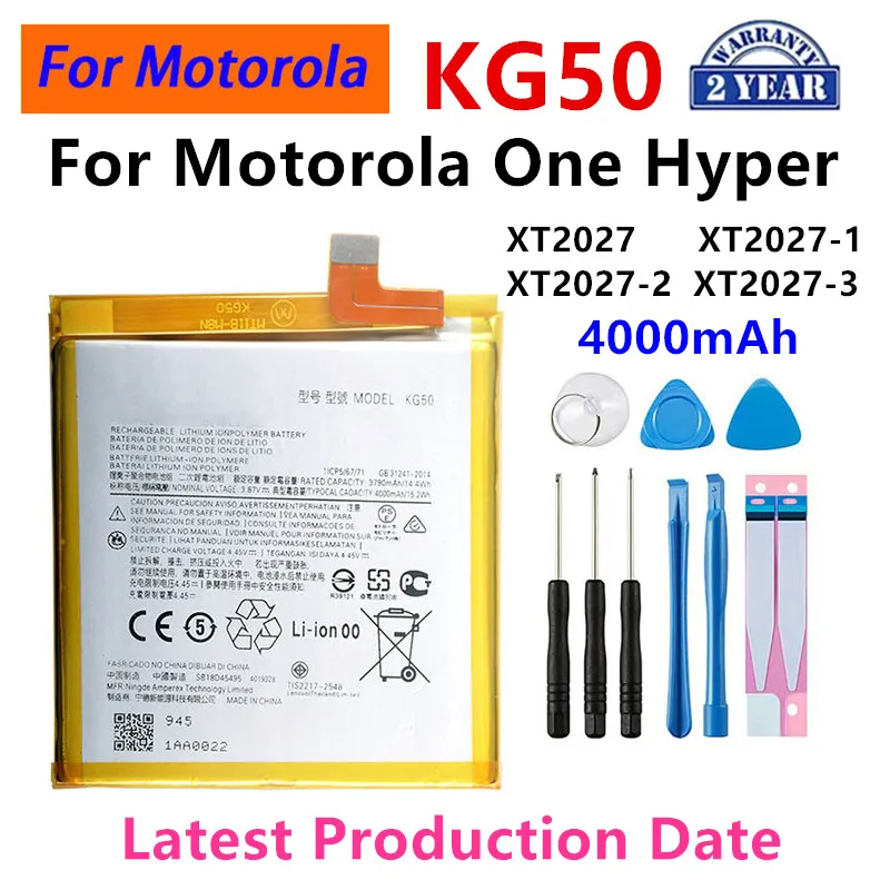 

100% Original KG50 4000mAh Battery For Motorola Moto One Hyper XT2027 XT2027-1 XT2027-2 XT2027-3 Phone Batteries+Tools.