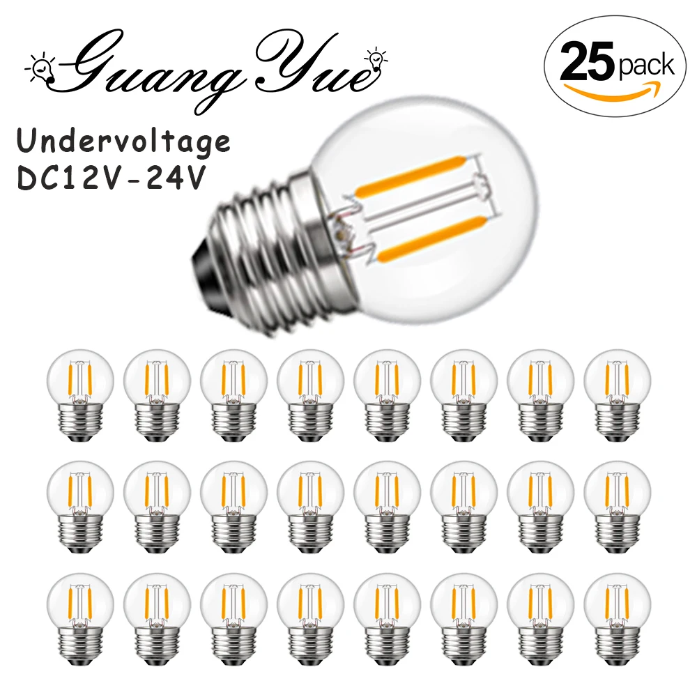 G40 Clear Glass Undervoltage Led Bulb E27 12V DC 24V 1W 2700K Replaceable Table Lamp Wall Light Christmas Decorative Light Bulb