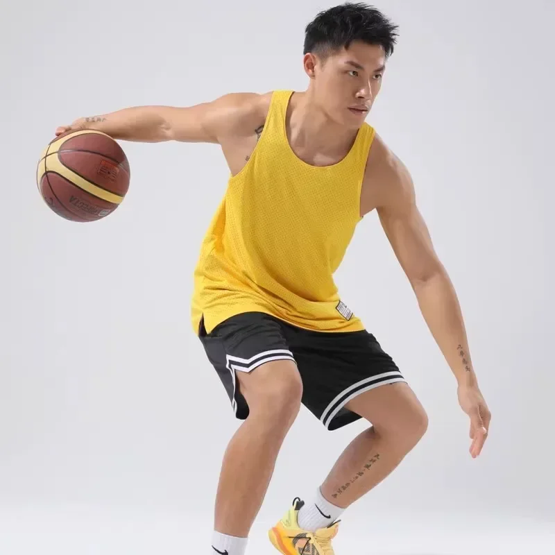 Reversible Basketball Uniform Vest Double-layer Large Mesh American Training Quick-drying Loose Sleeveless Fitness Clothing Men