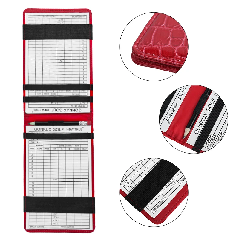 1Pcs Golf Score Book Durable Waterproof PU Leather Golf Scorecard Holder Golf Score Counter Keeper Card Holder