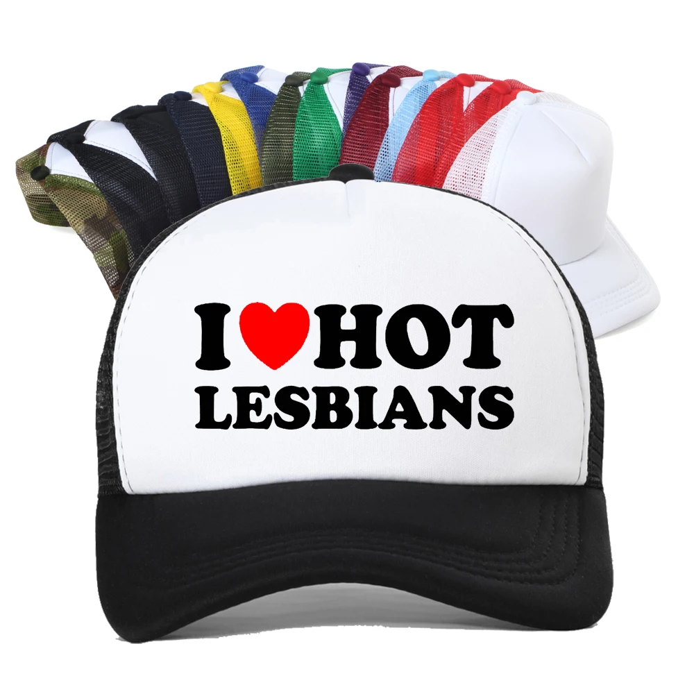 

Awesome I Love Hot Lesbians Golf Hat Summer Birthday Gifts Baseball Cap Women Mesh Breathable Trucker Hat