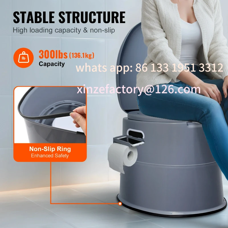 

Customizable Portable Toilet for Camping Porta Potty with 1.3G Detachable Inner Bucket Travel Toilet for Outdoor Campin