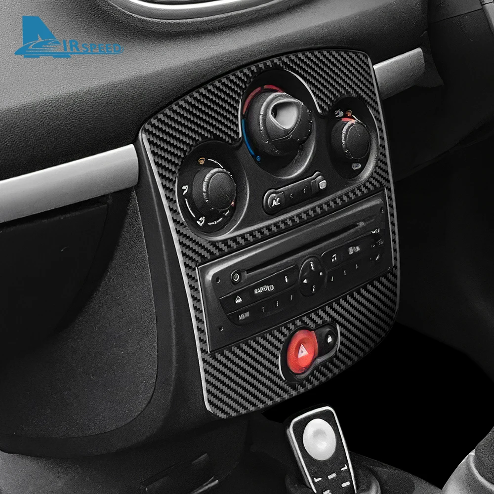 Echter weicher Carbonfaser-Aufkleber für Renault Clio 3 2006 2007 2008 2009 2010 2011 2012, Auto-CD-AC-Panel-Innenzubehör