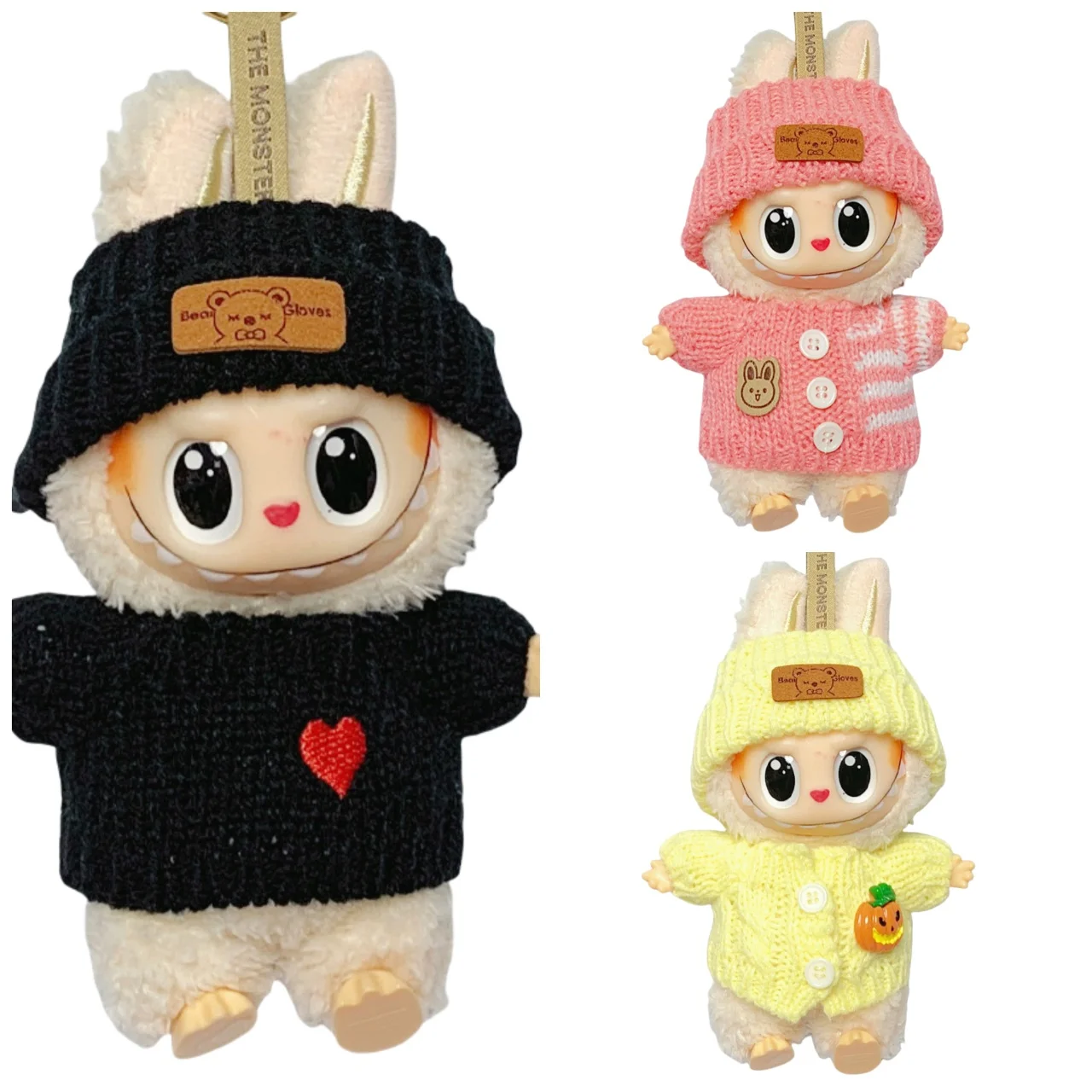 

Комплект одежды для куклы Labubu 17 см, модный вязаный свитер, наряд со шляпой для плюшевой игрушки 17 см