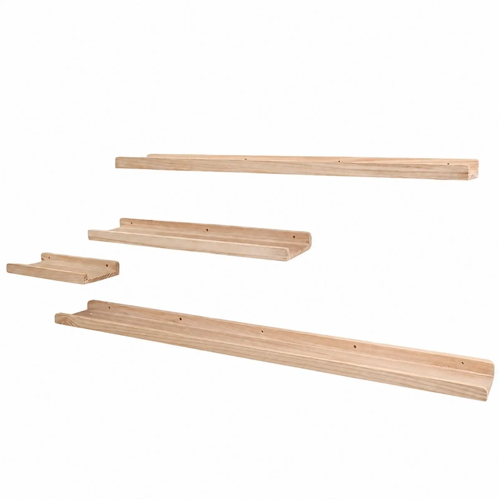 Wood Wall Shelf with Retaining Edge Floating Storage Display Rack for Living Room Kitchen Organization