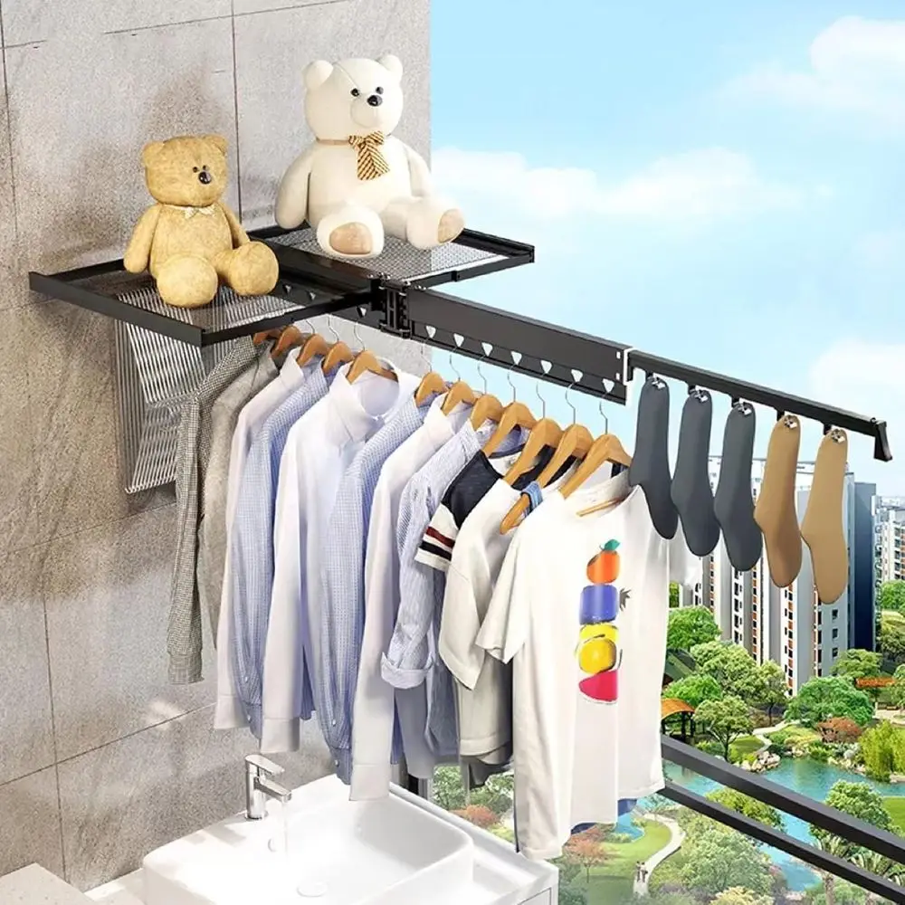 

Компактная складная сушилка для белья для использования в помещении - настенная, компактная металлическая сушилка для белья, идеально подходит для ванной комнаты или балкона