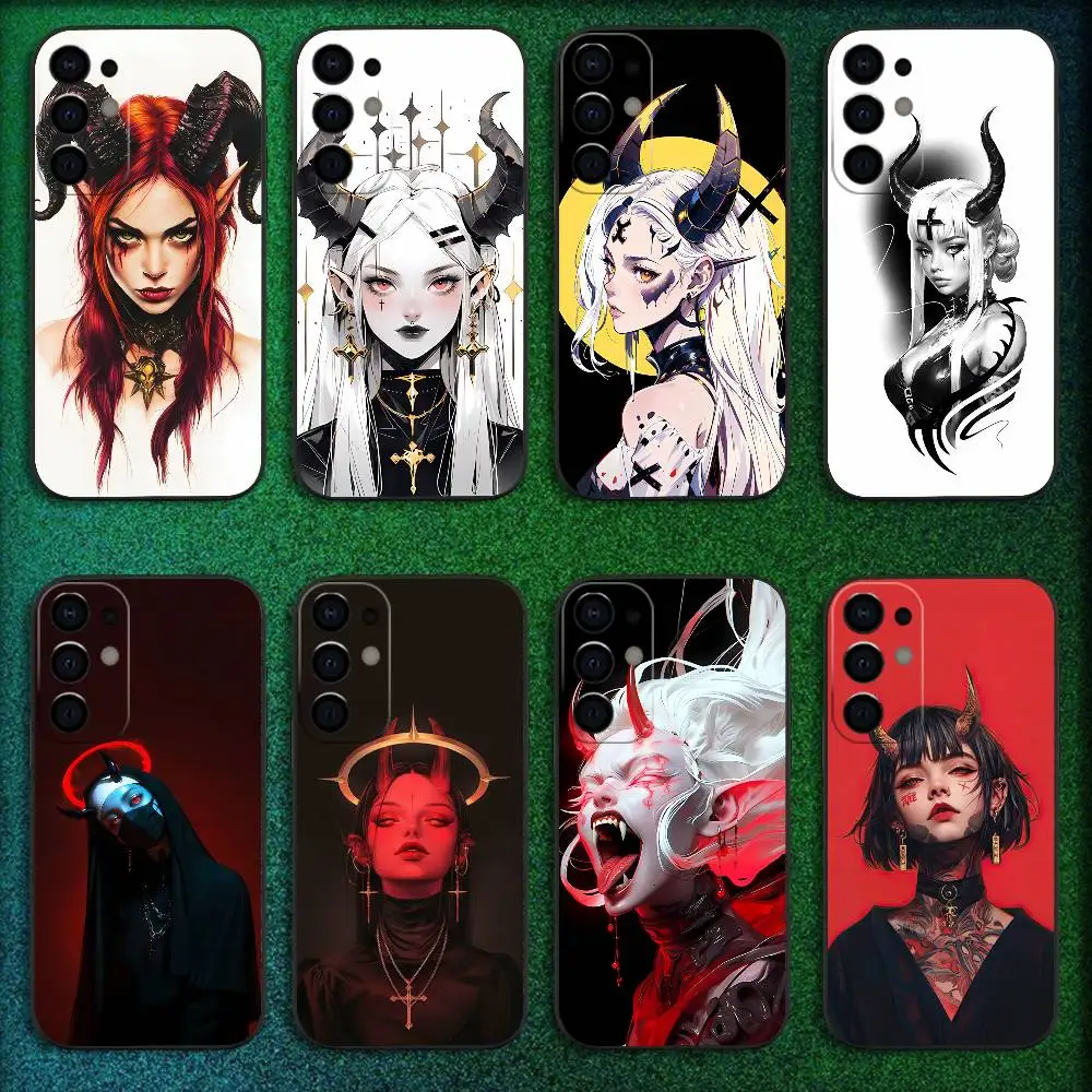 

Demon Witch Satan Anime Girl Phone Case For Samsung S25,S24,S21,S22,S23,S30,Ultra,S20,Plus,Fe,Lite,5G Black Cover
