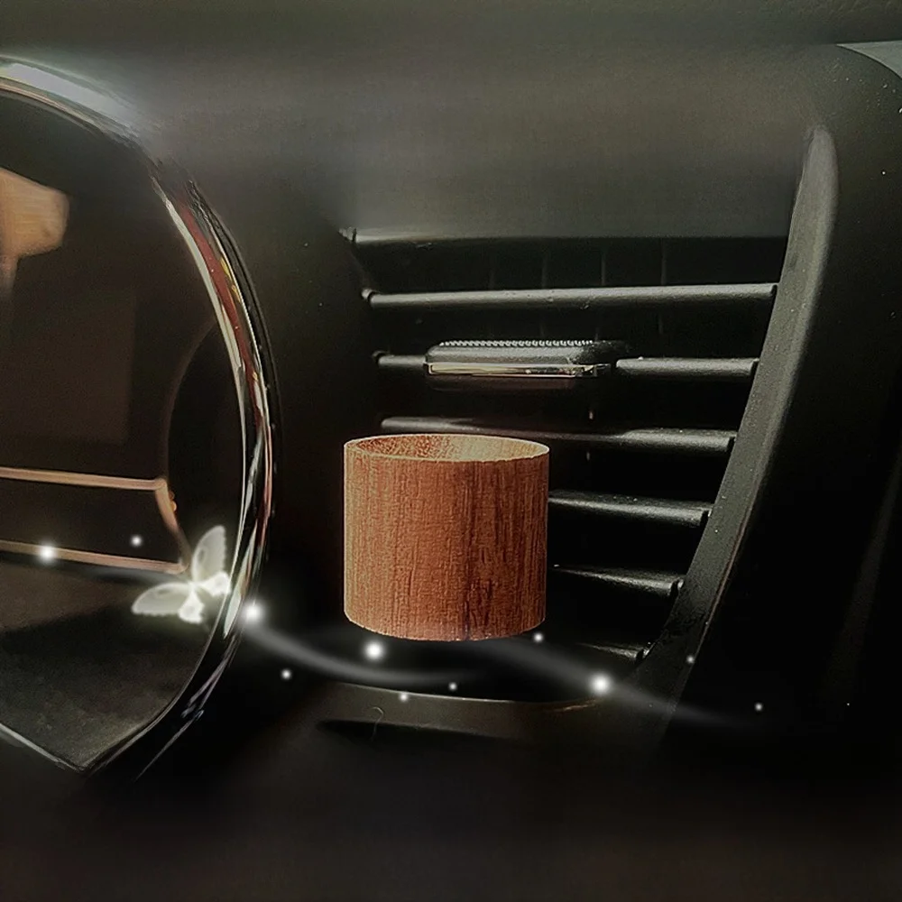 Natural Fragrance Car Essential Oil Diffuser Clip-on Long-lasting Floral Wooden Aroma Diffuser Slowly Volatile