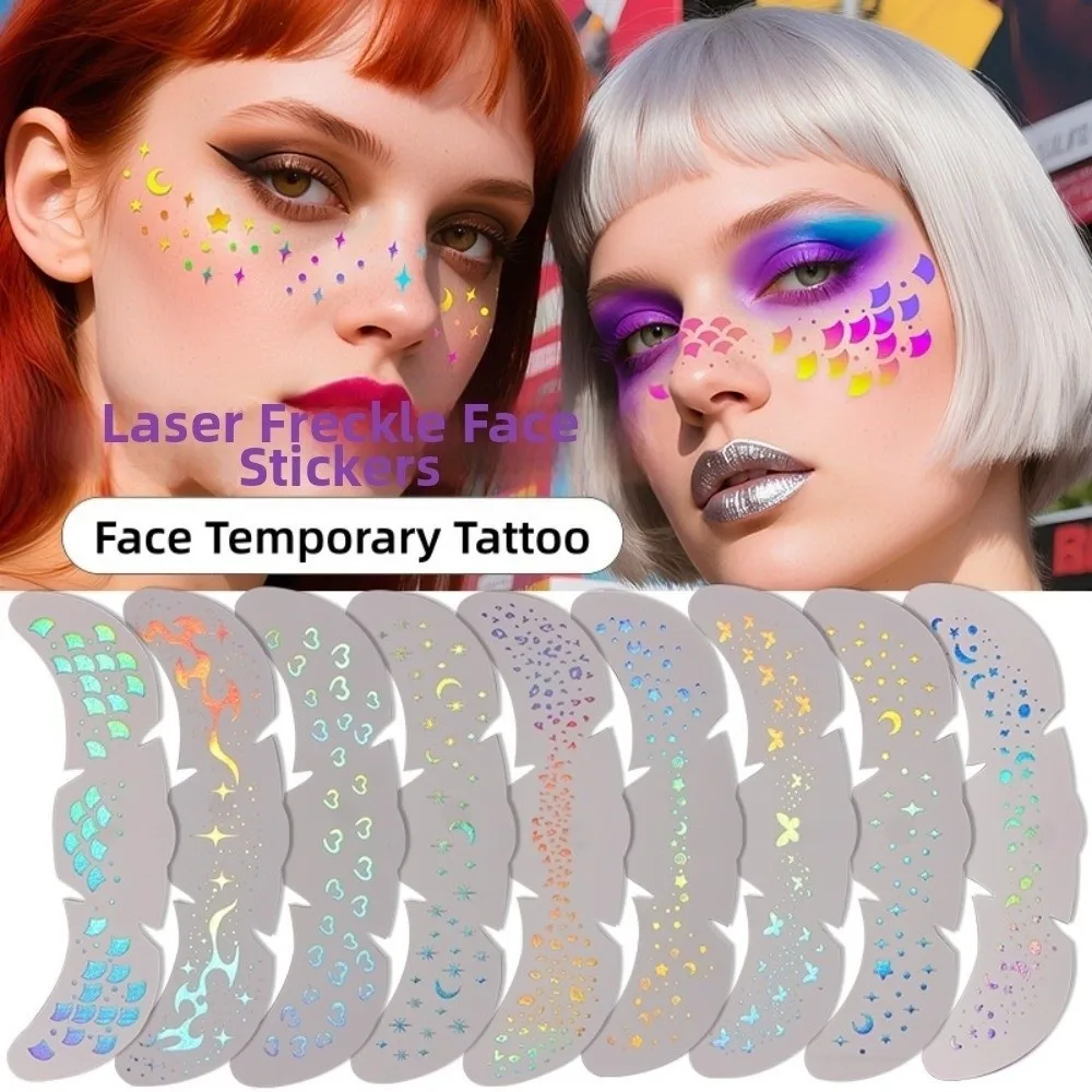 DIY Laser Freckle Tattoo Sticker Fish Scale Moon Star Butterfly Dots Heart Face Temporary Tattoo Freckle Makeup Convenient