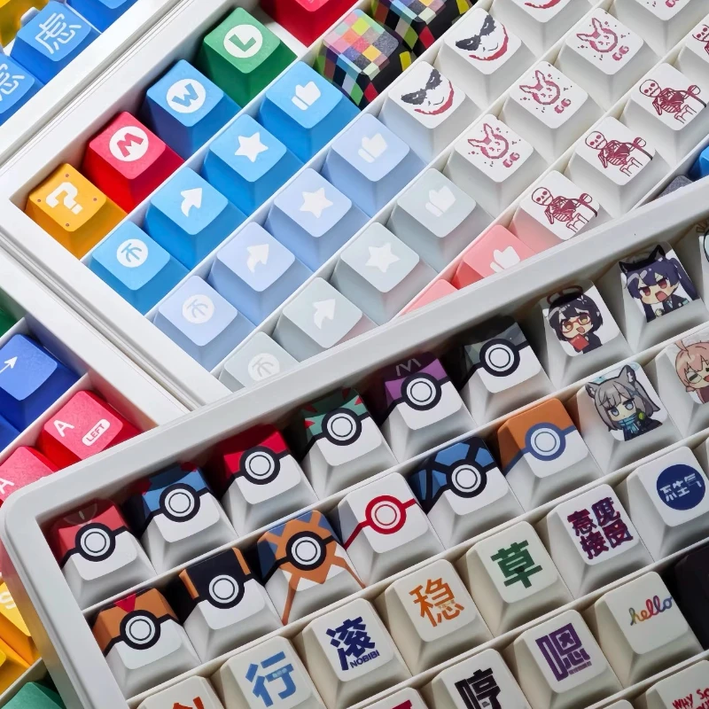 popular-anime-pokemon-keycaps-dos-desenhos-animados-pikachu-eixo-cruzado-teclado-mecanico-substituicao-chave-altura-da-fabrica-material-pbt