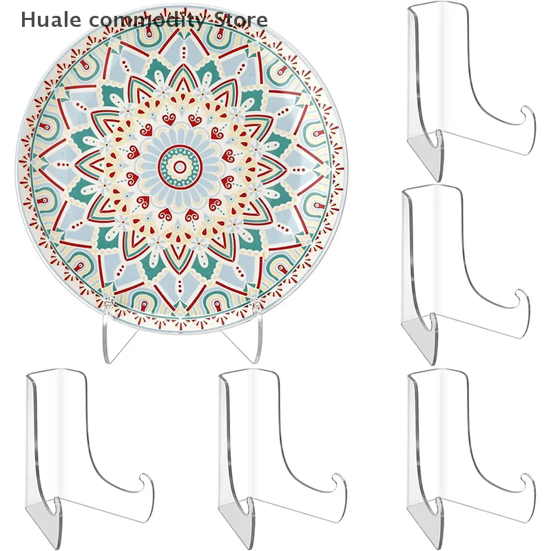 Clear Acrylic Plate Stand Countertop Tea Brick Book Magazine Painting Collection Artwork Display Holder Plates Bowls Rack Easel