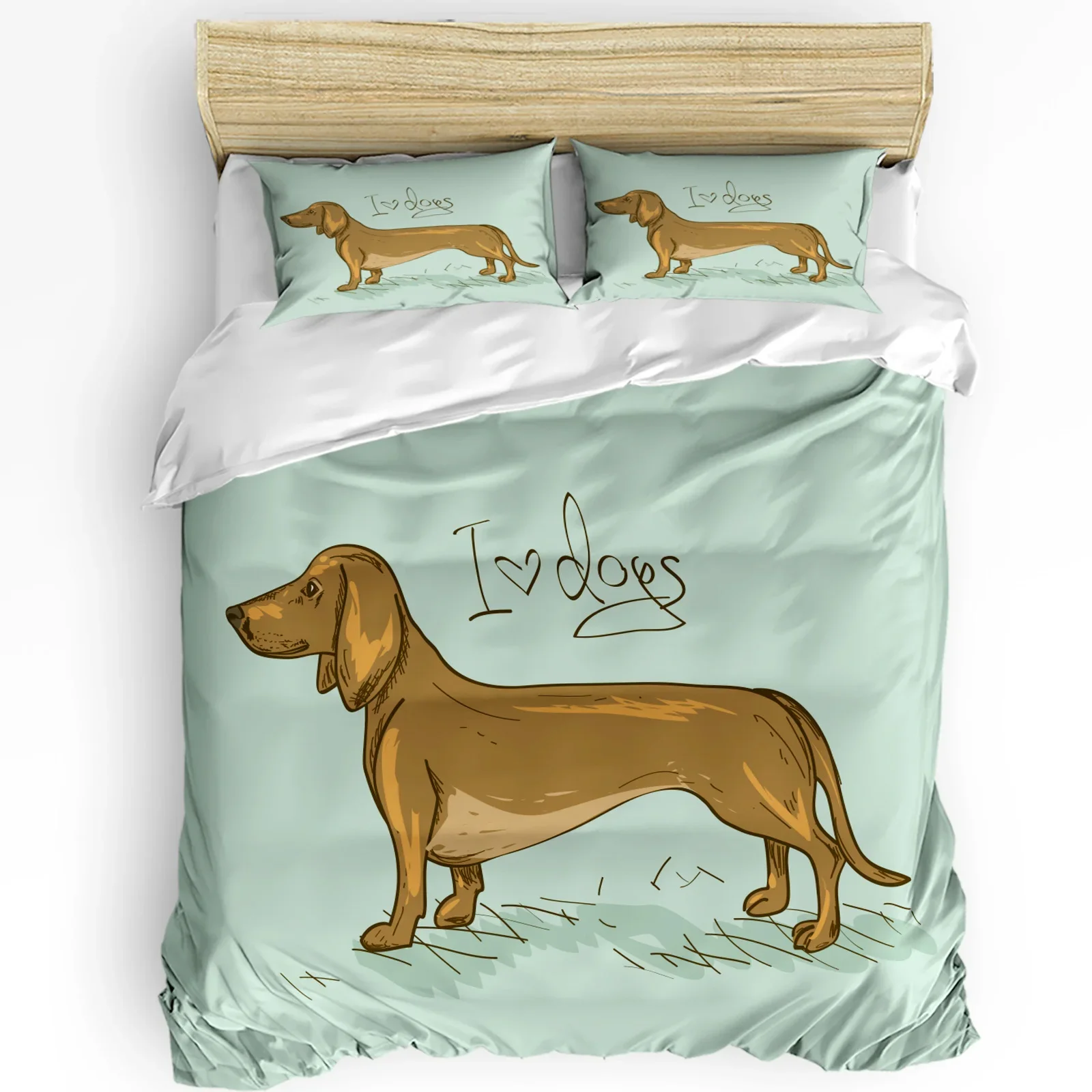 

Pet Sausage Dog Dachshund Cartoon Bedding Set 3pcs Duvet Cover Pillowcase Kids Adult Quilt Cover Double Bed Set Home Textile