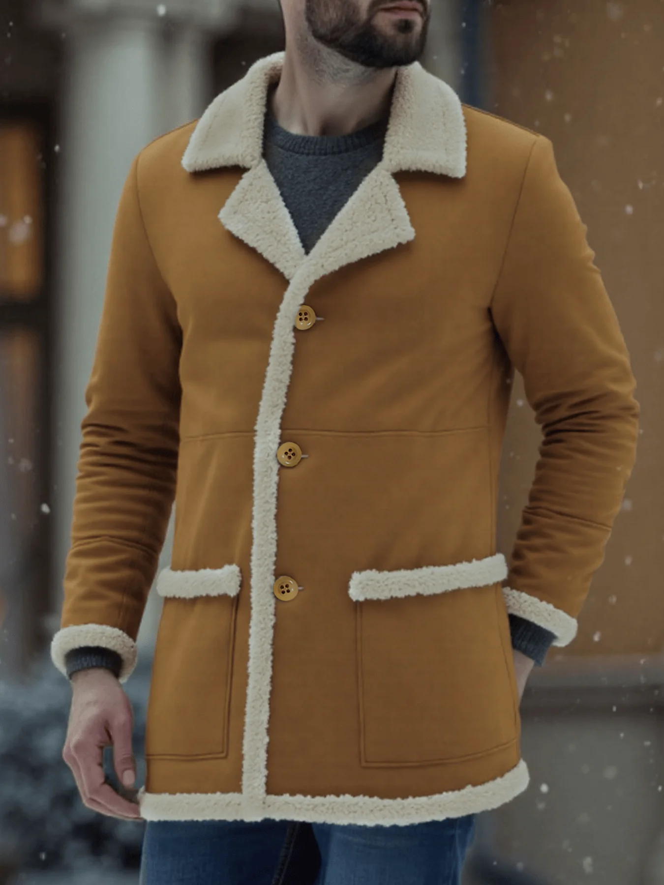 

Новый! Мужская куртка на флисовой подкладке: утолщенная для тепла, повседневного использования и улицы, однотонная/разноцветная, европейские размеры!