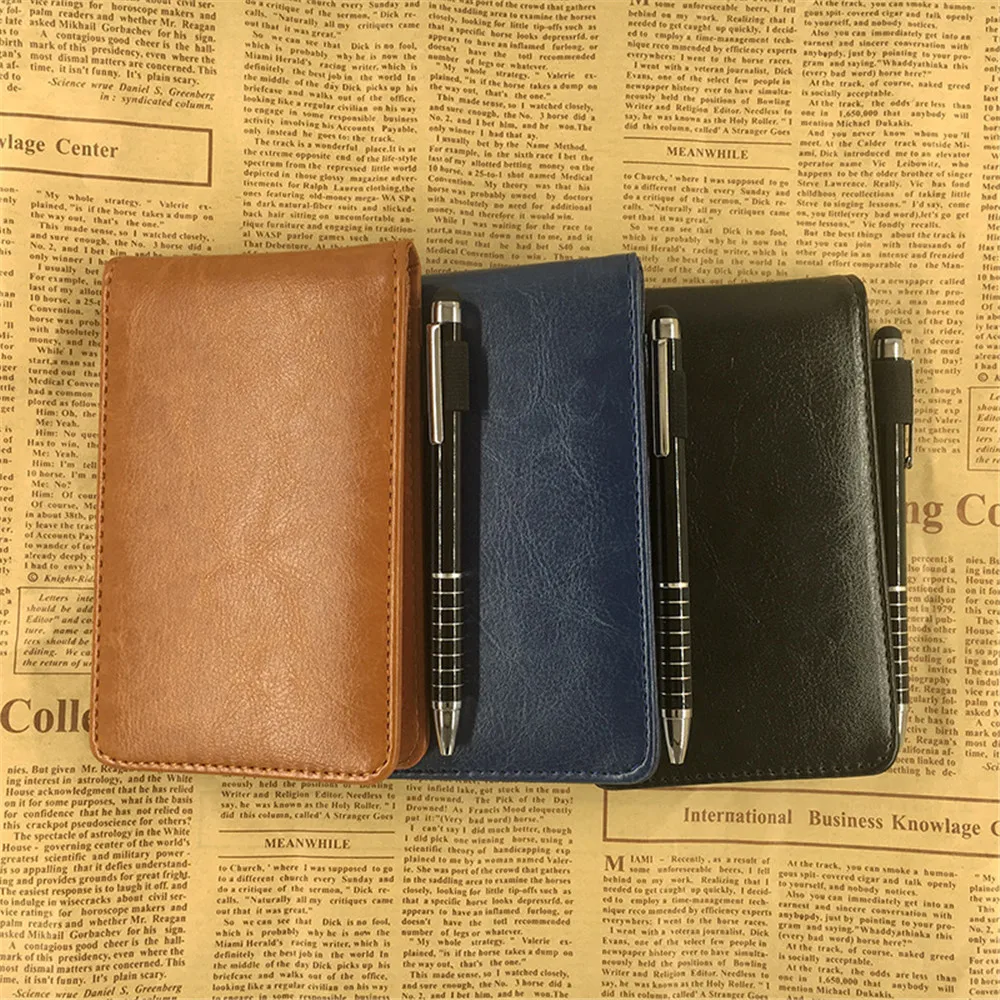 Multifunction PU Leather Small Notebook Pocket A7 Planner Daily Memos Mini Note Book Pen Refills Business Office Work Notepad