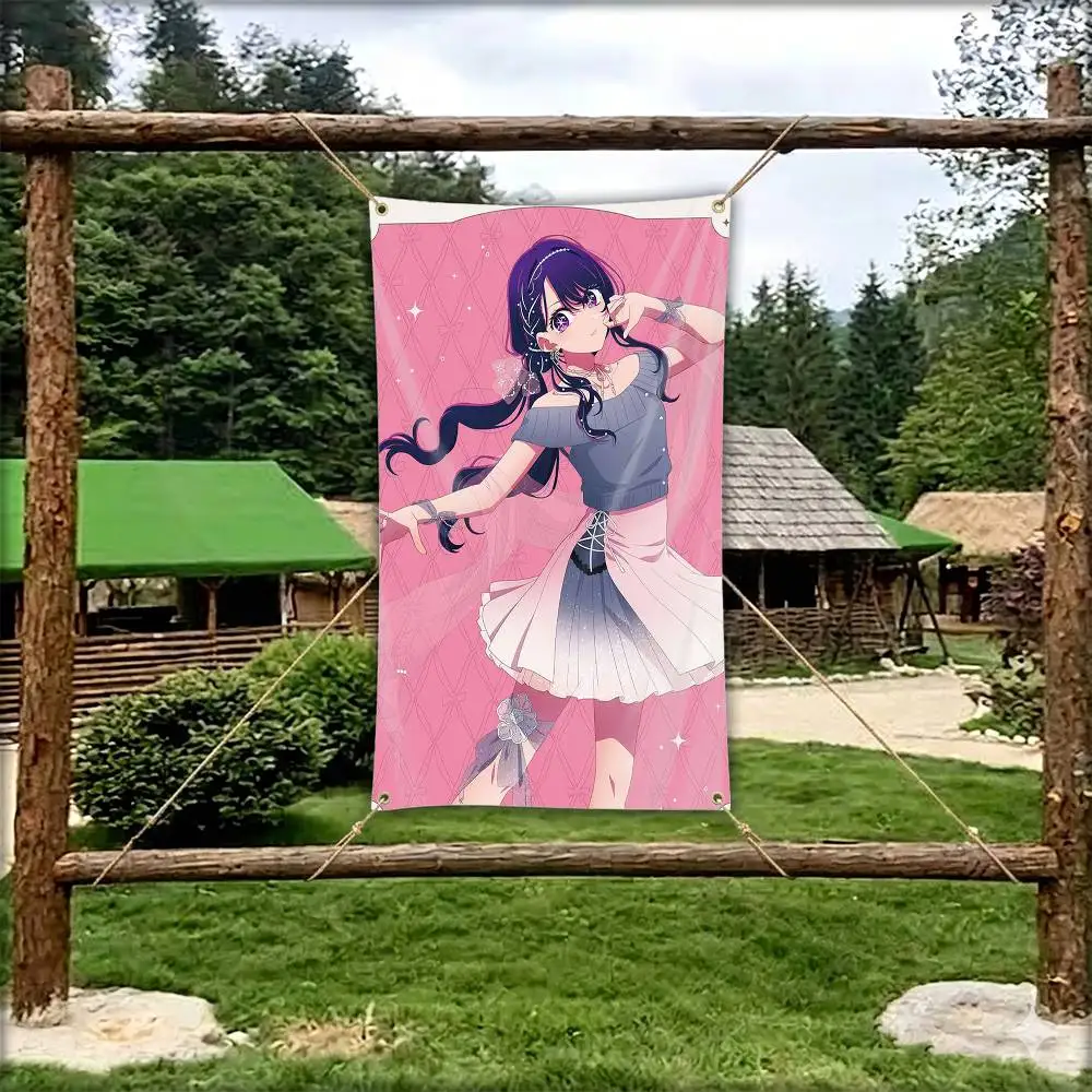 Ai NEW Design H-Hoshino Oshi no-Ko  Flag Tapestry Banner for Bedroom Living Room Outdoor Camping Custom Supported