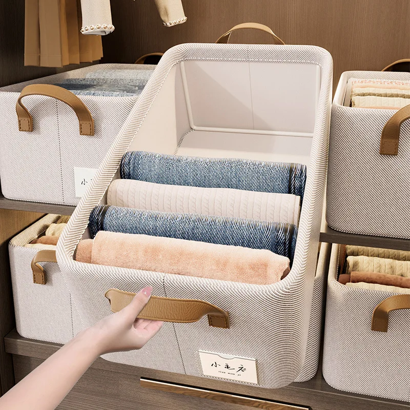 New Cotton Steel Frame Box Washable Folding Storage Organizer Large Clothes Pants Storage Basket Storage Box