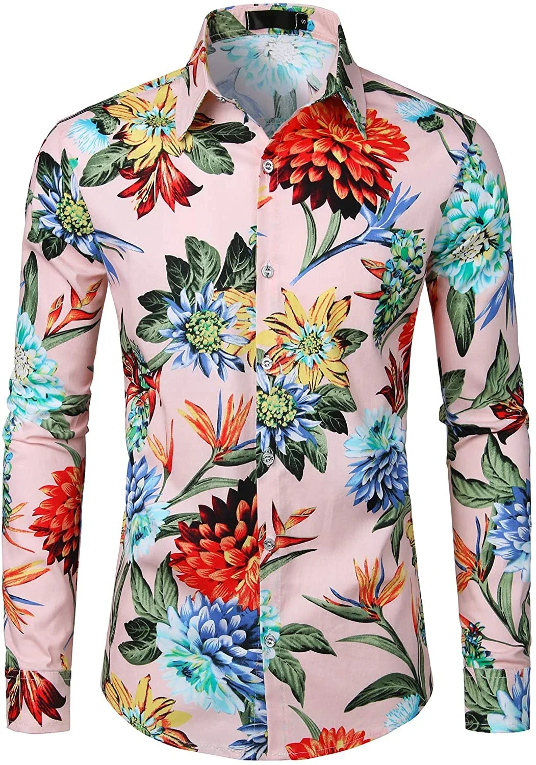 

Spring and Autumn Men's Button Shirt Men's Casual Fashion New Long Sleeve Rose Shirt Floral Soft and Comfortable Men's Tops 6XL