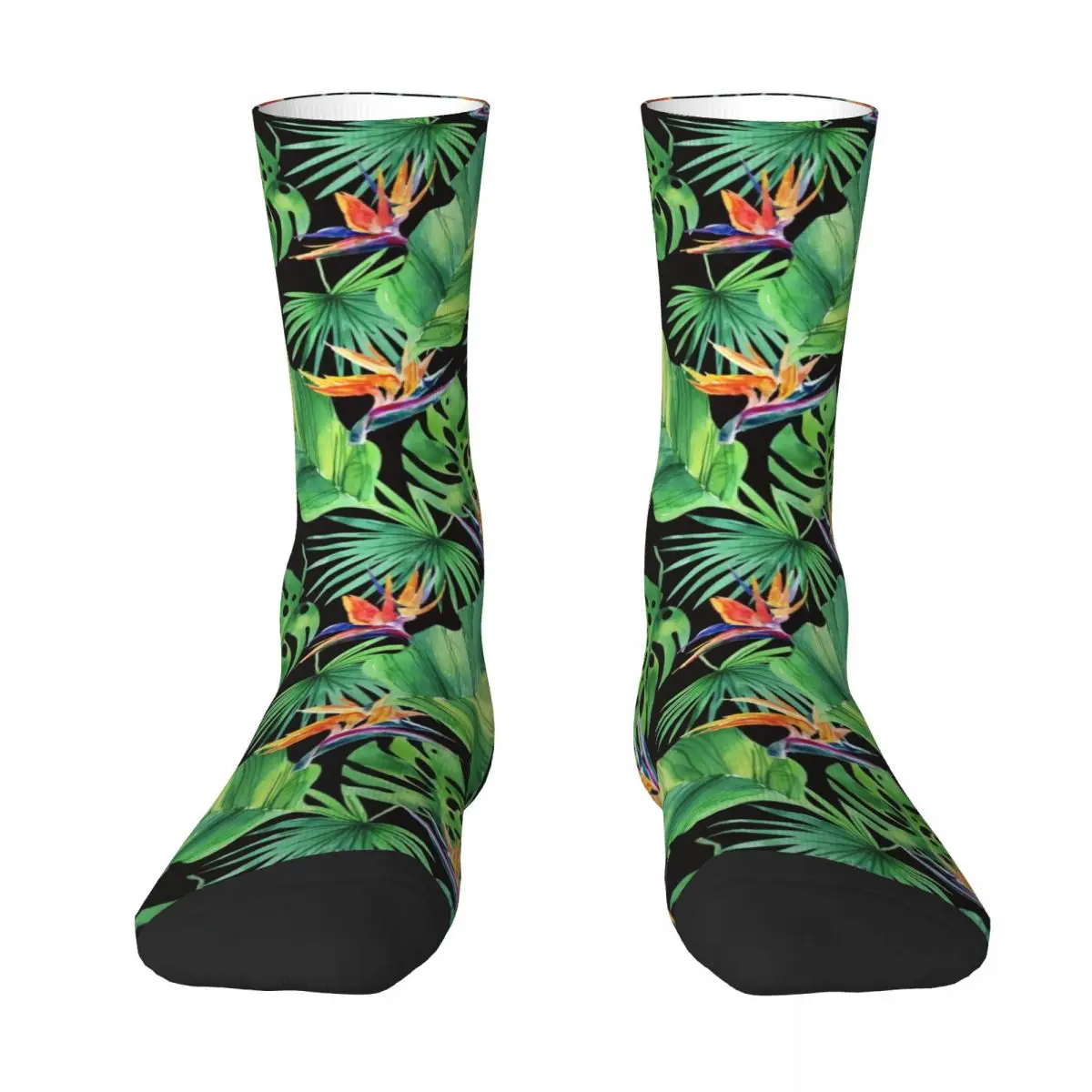 Jungle Tropical Leaf Socks Bird Print Trendy Stockings Spring Anti Skid Girls Socks Medium Soft Custom Running Socks