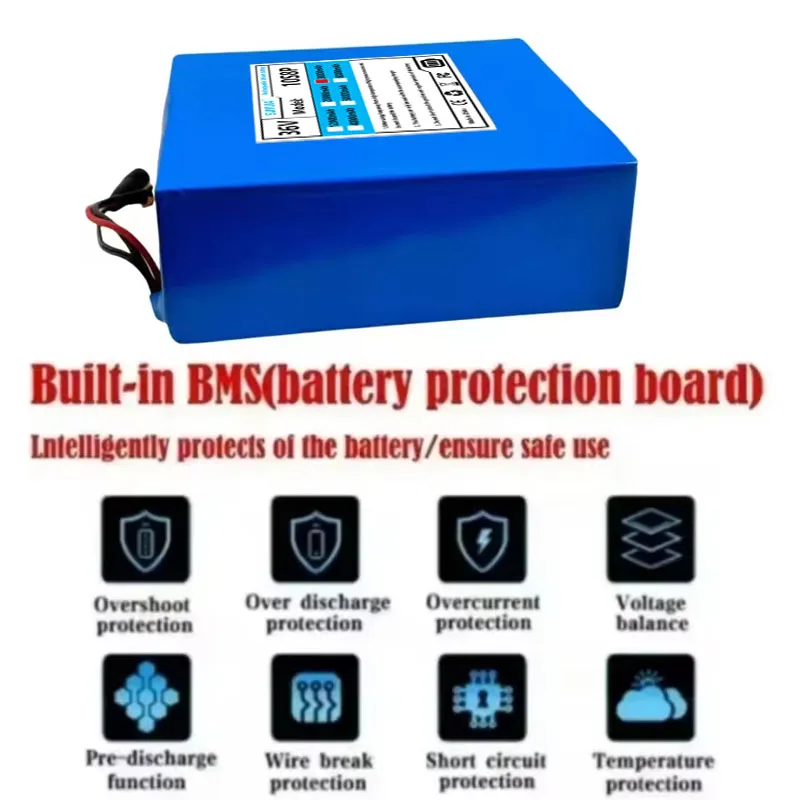 بطارية ليثيوم أصلية 36 فولت 30 أمبير 18650 10S8P مع BMS مدمج 1500 وات عالي الطاقة لمختلف إمدادات الطاقة لتخزين الطاقة