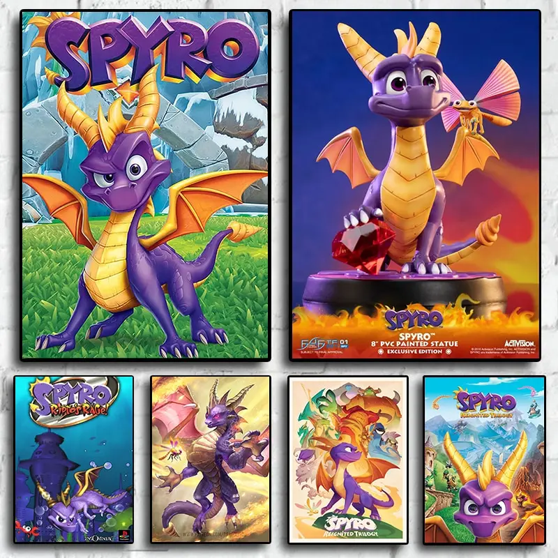 Spyro Reignited Trilogy Modern Game Posters  Quality Canvas Cartoon Painting for Living Office Room Art Home Wall Decoration