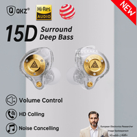 QKZ 15D Surround Sound Headphones Dynamics In Ear Monitor Hifi Wired Earphones Bass Stereo Game Music Noise Cancelling Headset