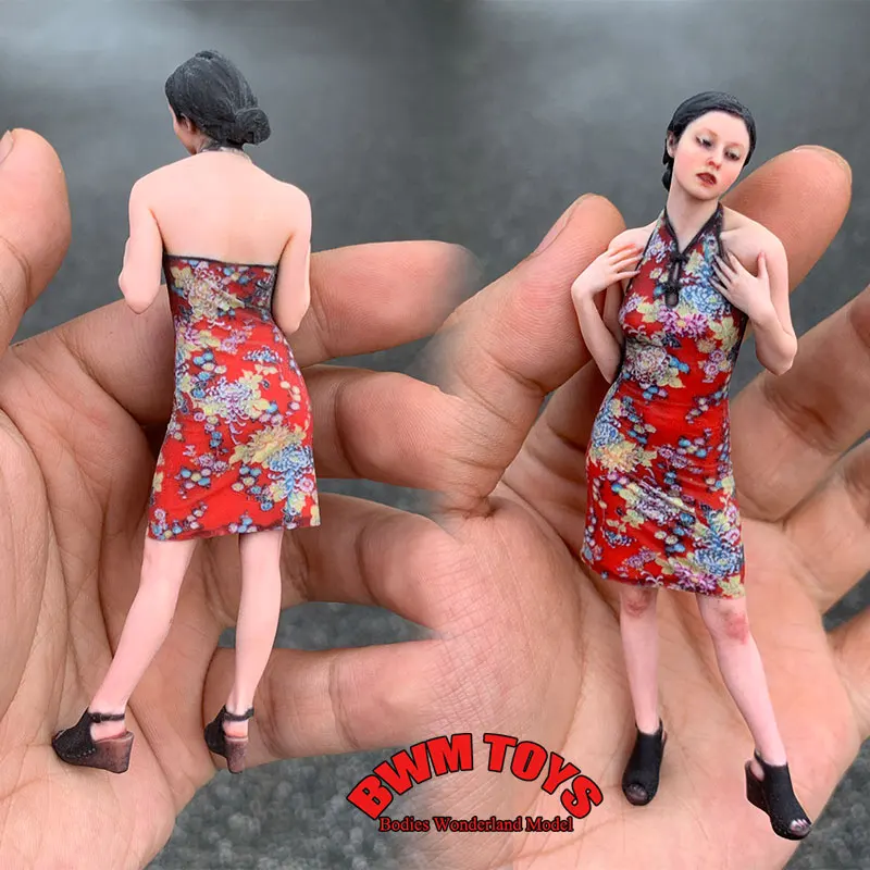 

Handmade 1/12 1/10 1/16 1/18 Scale Backless Cheongsam Beauty Miniature European Female Soldier Sculpture Figure Doll Collection
