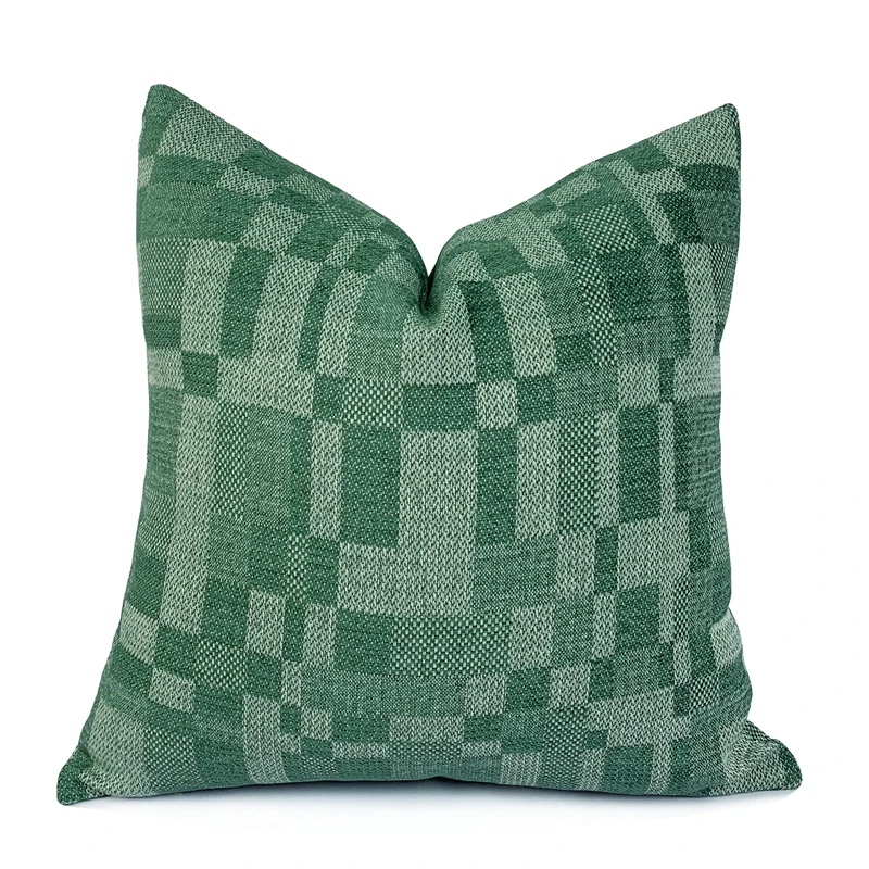 MODERN geometric Chenille Woven Heavy Soft Home Decorative Sofa Pillow Case Warm Brown Green Cushion Cover 18x18