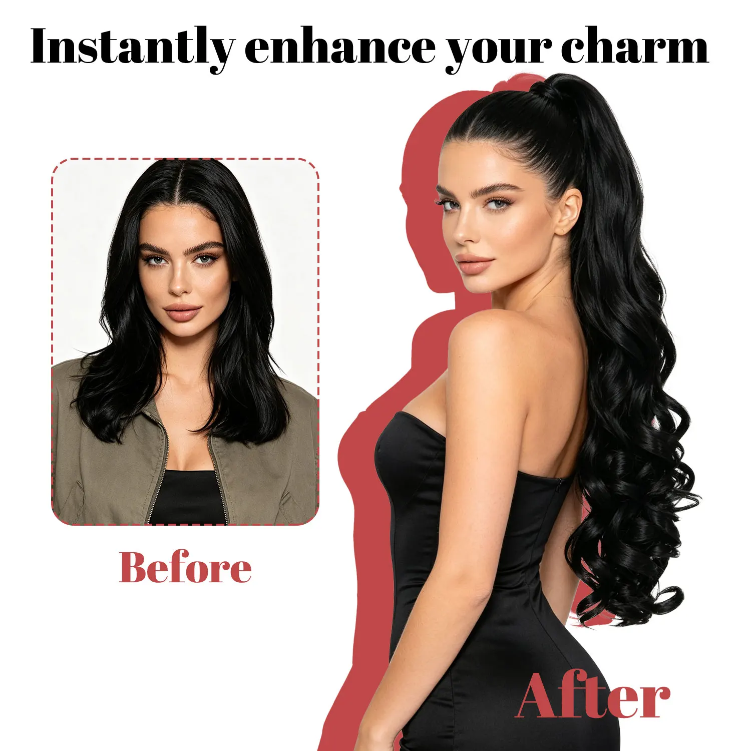 Synthetic Claw Clip Ponytail Hair Extensions 20inch Long Curly Ponytail Tail Hairpieces for Women Ladies image 4