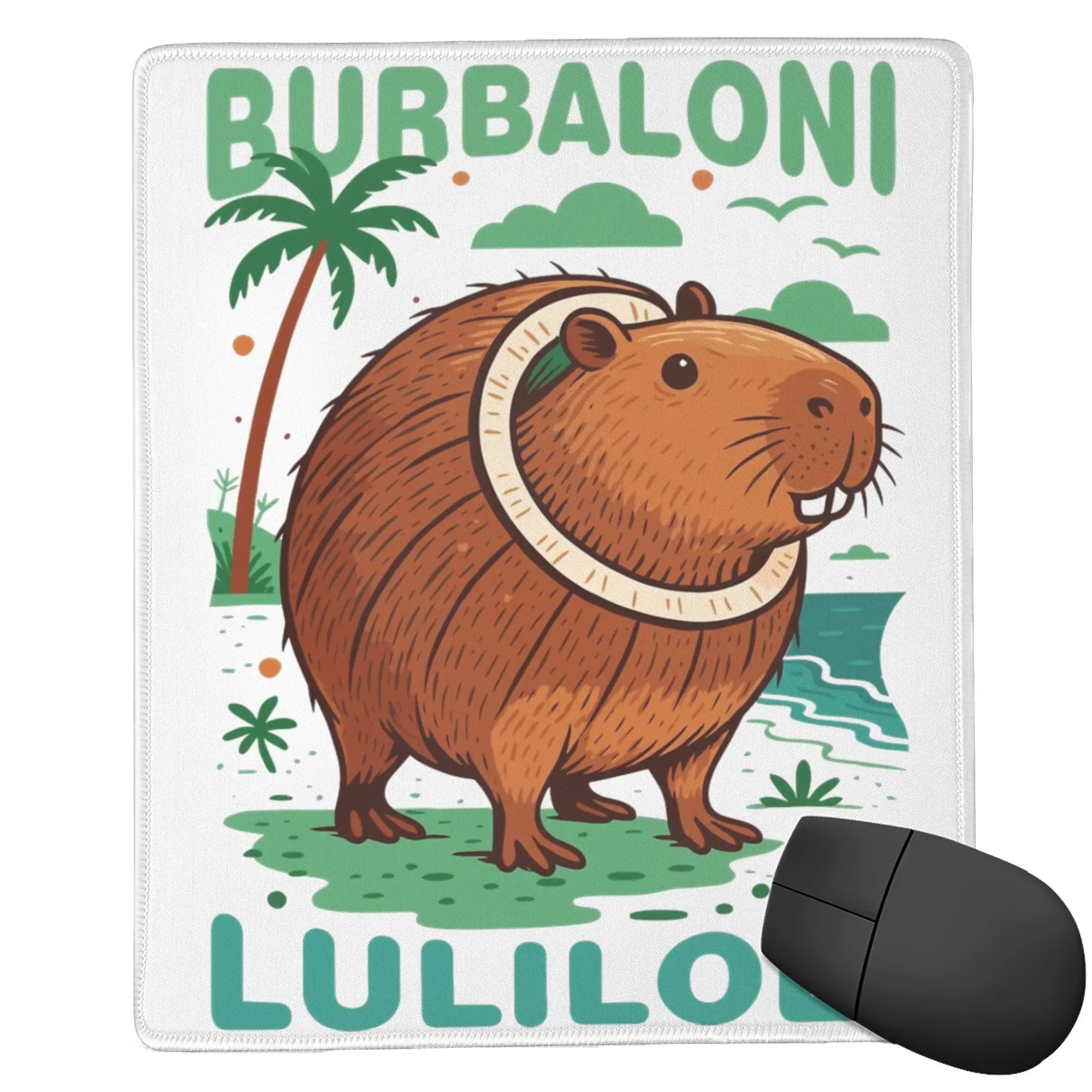

,Burbaloni Lul Omar Capybara Italian Brainrot PC Коврик для мыши Игровой резиновый коврик для компьютерной мыши