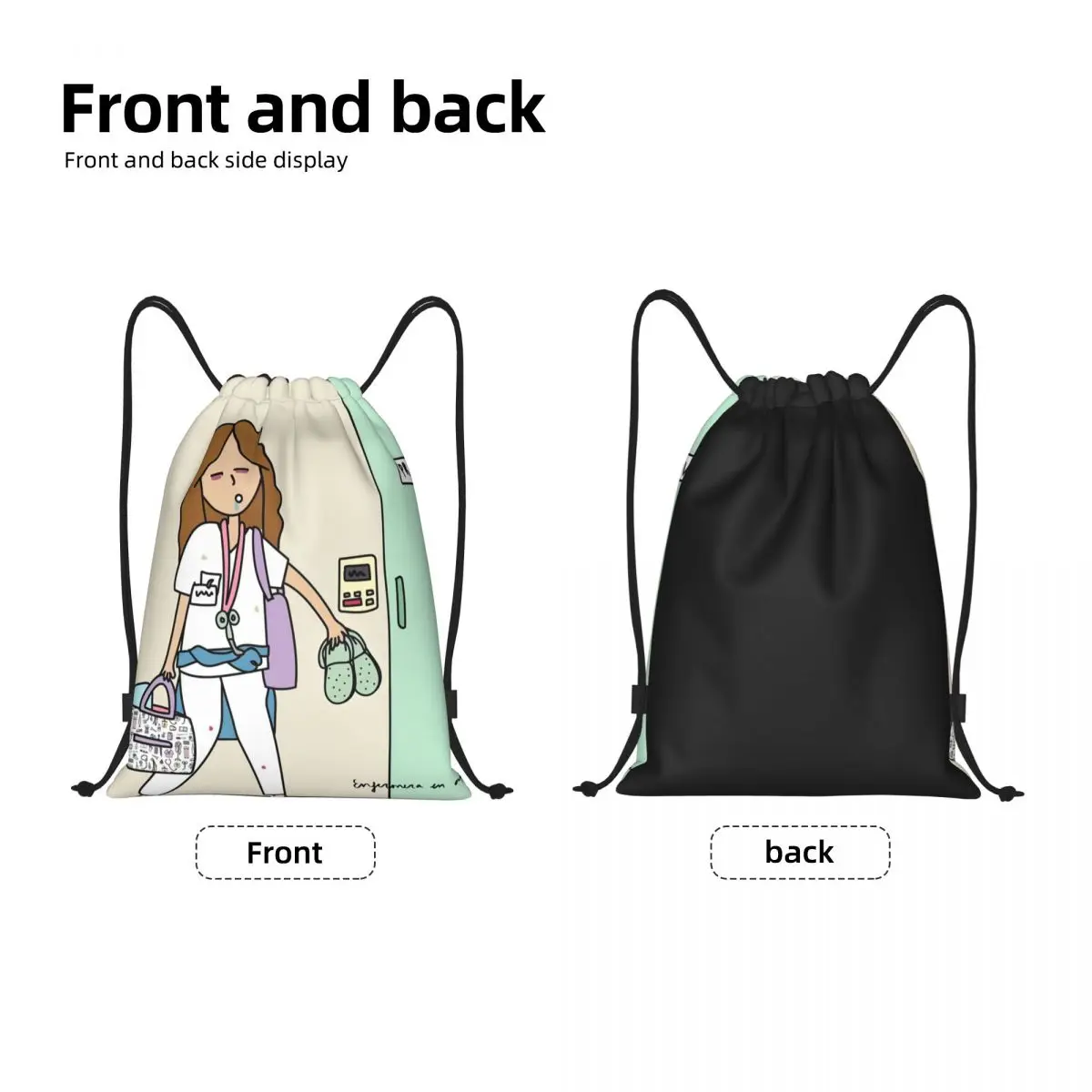 Custom Enfermera En Apuros Doctor Nurse Medical Drawstring Backpack Bags Women Men Lightweight Gym Sackpack Sacks for Training